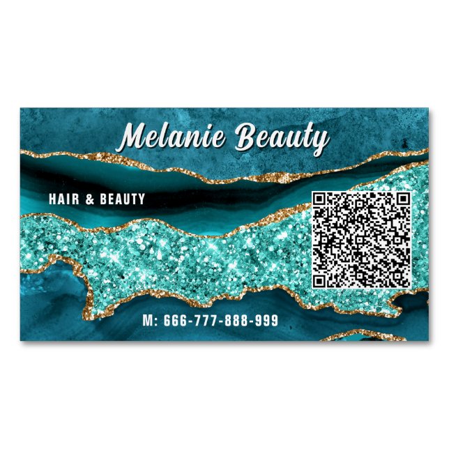 Carte de visite magnétique code QR Or Bleu sarcell (devant)
