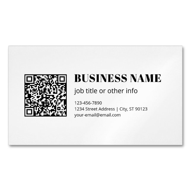 Carte De Visite Magnétique Code QR personnalisé & Texte rétro-moderne modifia (devant)