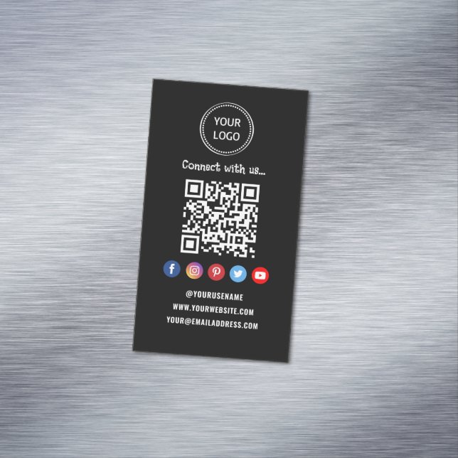 Carte De Visite Magnétique Code Qr professionnel Médias sociaux Connectez-vou (In Situ)