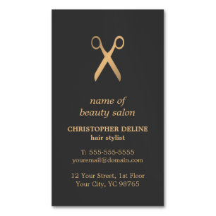 Carte De Visite Magnétique Coiffeur gris-foncé élégant minimal d'or de Faux