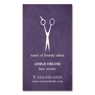 Carte De Visite Magnétique Coiffeur texturisé pourpre de ciseaux