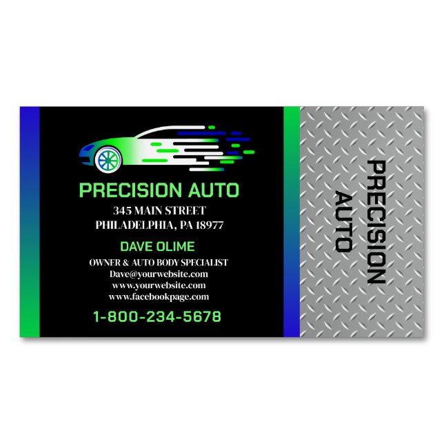Carte De Visite Magnétique Collison Détail de la peinture de voiture personna (devant)