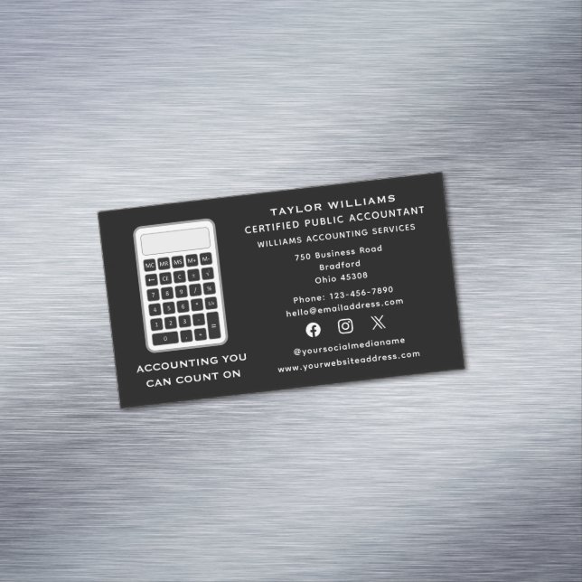 Carte De Visite Magnétique Comptable de calcul de médias sociaux argent (In Situ)