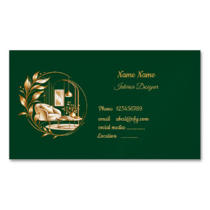 Carte De Visite Magnétique concepteur d'intérieur or luxe