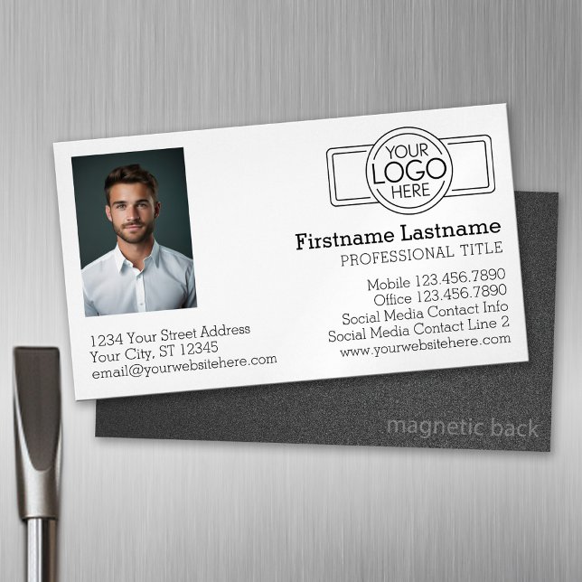 Carte De Visite Magnétique Conception de base avec logo et photo (Custom Business Card Magnet)