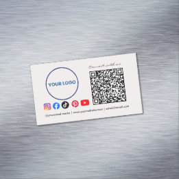Carte De Visite Magnétique Connectez-vous avec nous Code QR Média Sociaux Ent