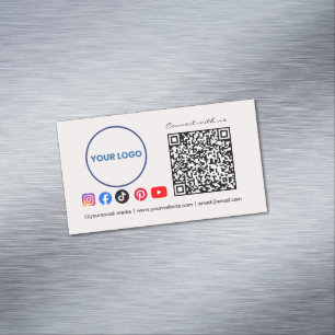 Carte De Visite Magnétique Connectez-vous avec nous Code QR Média Sociaux Ent