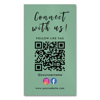 Carte De Visite Magnétique Connectez-vous avec nous Facebook Instagram Qr Cod