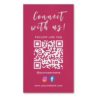 Carte De Visite Magnétique Connectez-vous avec nous Facebook Instagram Qr Cod