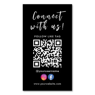 Carte De Visite Magnétique Connectez-vous avec nous Facebook Instagram Qr Cod