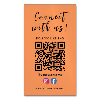 Carte De Visite Magnétique Connectez-vous avec nous Facebook Instagram Qr Cod