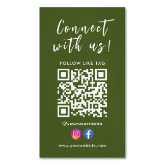 Carte De Visite Magnétique Connectez-vous avec nous Facebook Instagram Qr Cod