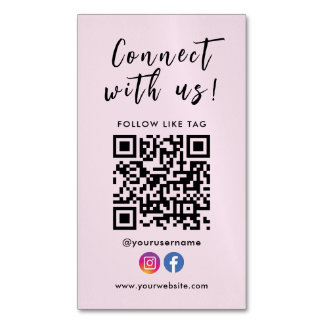 Carte De Visite Magnétique Connectez-vous avec nous Facebook Instagram Qr Cod