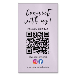 Carte De Visite Magnétique Connectez-vous avec nous Facebook Instagram Qr Cod