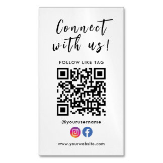 Carte De Visite Magnétique Connectez-vous avec nous Facebook Instagram Qr Cod