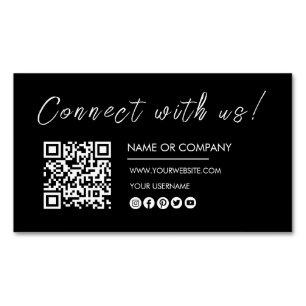 Carte De Visite Magnétique Connectez-vous avec nous Logo Qr Code Minimaliste 