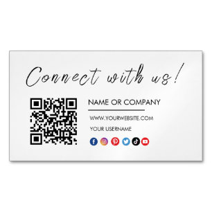 Carte De Visite Magnétique Connectez-vous avec nous Logo Qr Code Social Media