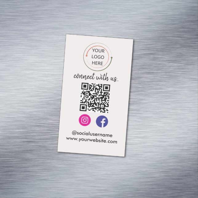 Carte De Visite Magnétique Connectez-vous avec nous | Médias sociaux QR Code  (In Situ)