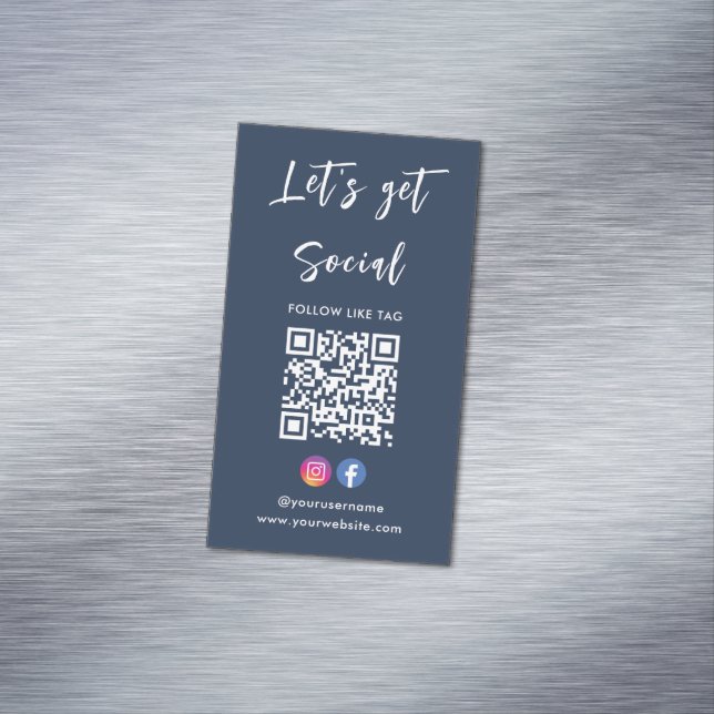 Carte De Visite Magnétique Connectez-Vous Avec Us Instagram Facebook Qr Code  (In Situ)