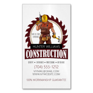 Carte De Visite Magnétique Constructeur de construction professionnelle moder