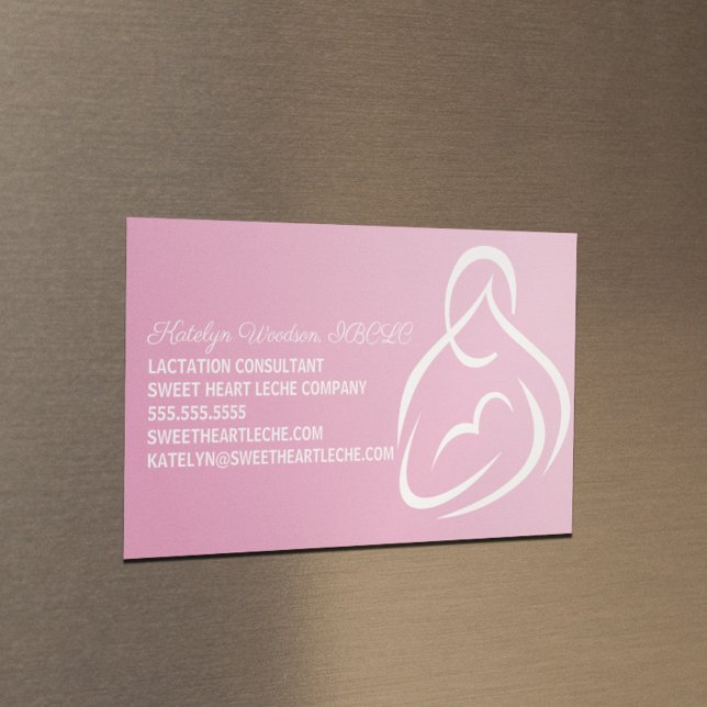 Carte De Visite Magnétique Consultant en lactation Classe d'allaitement rose (Créateur téléchargé)