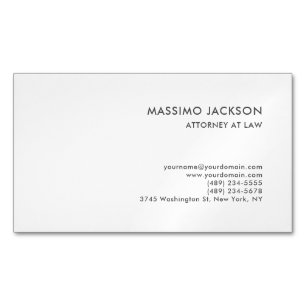 Carte De Visite Magnétique Consultant juridique Noir Blanc Minimaliste Avocat