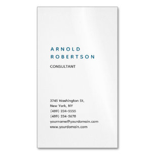 Carte De Visite Magnétique Consultant vertical blanc tendance minimaliste