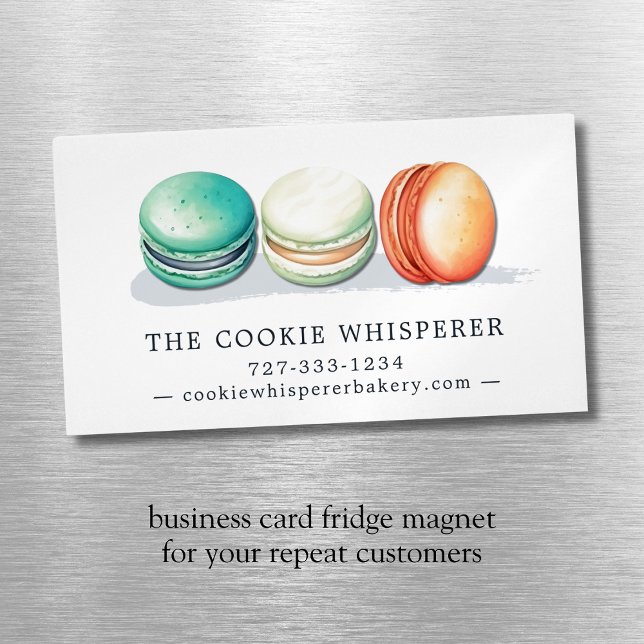 Carte De Visite Magnétique Cookie Accueil Boulangerie Cuisine de chalet (Home Based Cookie Bakery Macarons Logo Business Card Magnet)