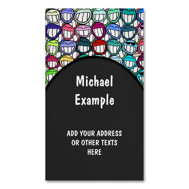 Carte De Visite Magnétique COOL SOURIRE VISAGES GROUP II + votre idée (devant Vertical)