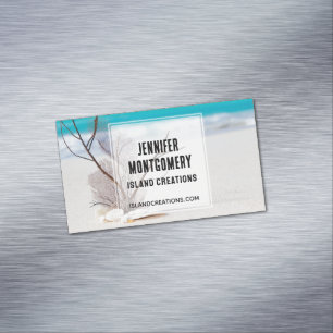 Carte De Visite Magnétique Coquillages blancs sur une plage tropicale