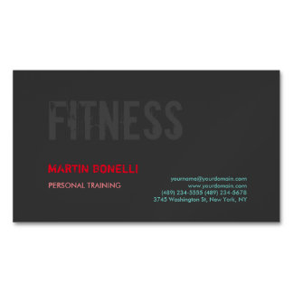 Carte De Visite Magnétique Créative Retro Black Grey Dynamic Personal Trainer