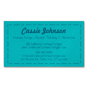 Carte De Visite Magnétique Cuir Turquoise Moderne Faux