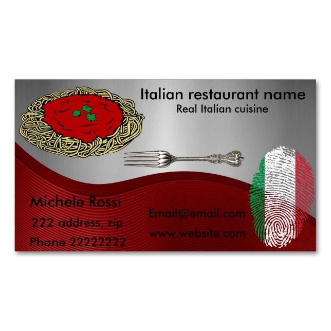 Carte De Visite Magnétique Cuisine italienne (devant)