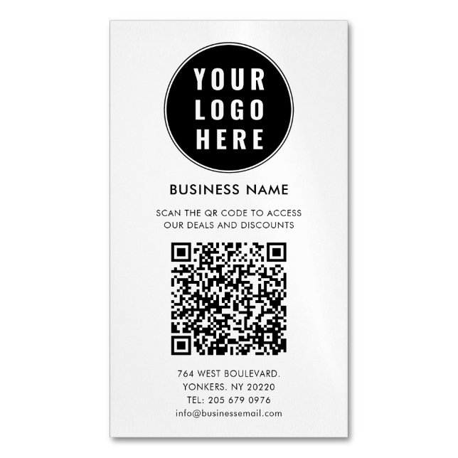 Carte De Visite Magnétique Custom QR Code Modern Logo Minimalist (devant Vertical)