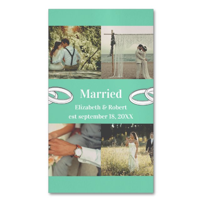 Carte De Visite Magnétique Customizable Multi Photo Wedding Family Gift  (devant Vertical)
