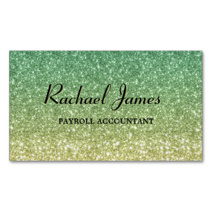 Carte De Visite Magnétique Cute Glittery Green Lime Ombre