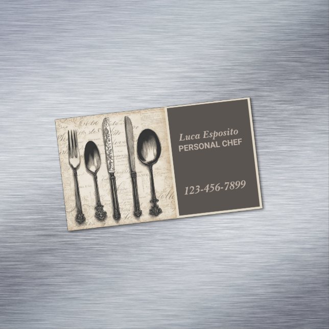 Carte De Visite Magnétique Cutlerie Restauration Restaurant Traiteur Chef Per (In Situ)