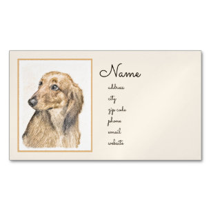 Carte De Visite Magnétique Dachshund (Longhaerien) Peinture - Art Chien origi
