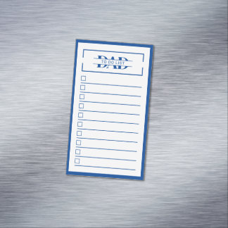 Carte De Visite Magnétique Dad Blue Monogram 2" x 3.5" To Do List Dry Erase