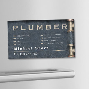 Carte de visite magnétique de plombier avec détail