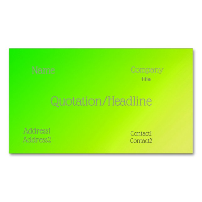 Carte De Visite Magnétique dégradé vert-jaune fluorescent (devant)
