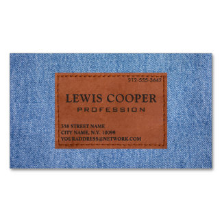 Carte De Visite Magnétique Denim Blue-jean Moderne Minimaliste