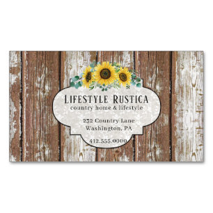 Carte De Visite Magnétique Dentelle rustique en bois Shabby Grunge Tournesol 