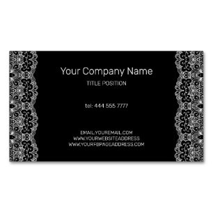 Carte De Visite Magnétique Dentelle Vintage blanche