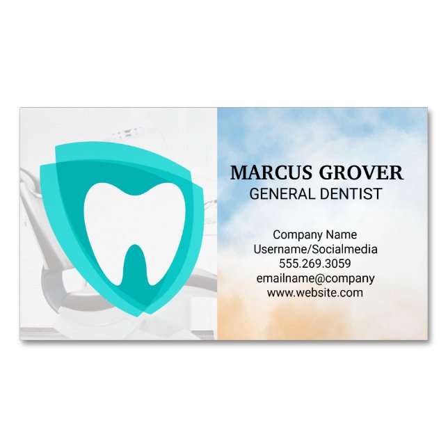 Carte De Visite Magnétique Dentist Office | Dental Health Logo (devant)