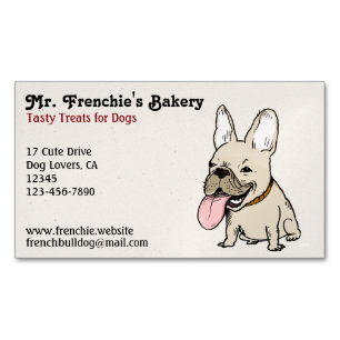 Carte De Visite Magnétique Dessin animé drôle de Bouledogue Français