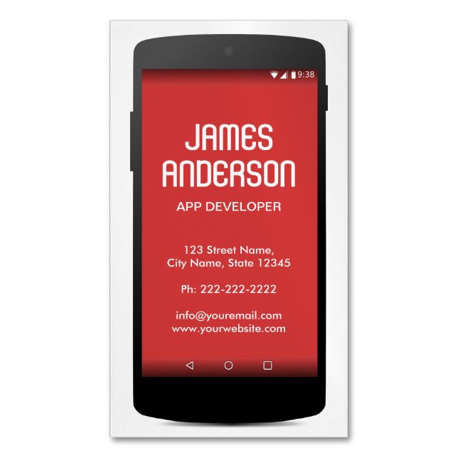 Carte De Visite Magnétique Développeur de logiciel d'application mobile Ingén (devant Vertical)