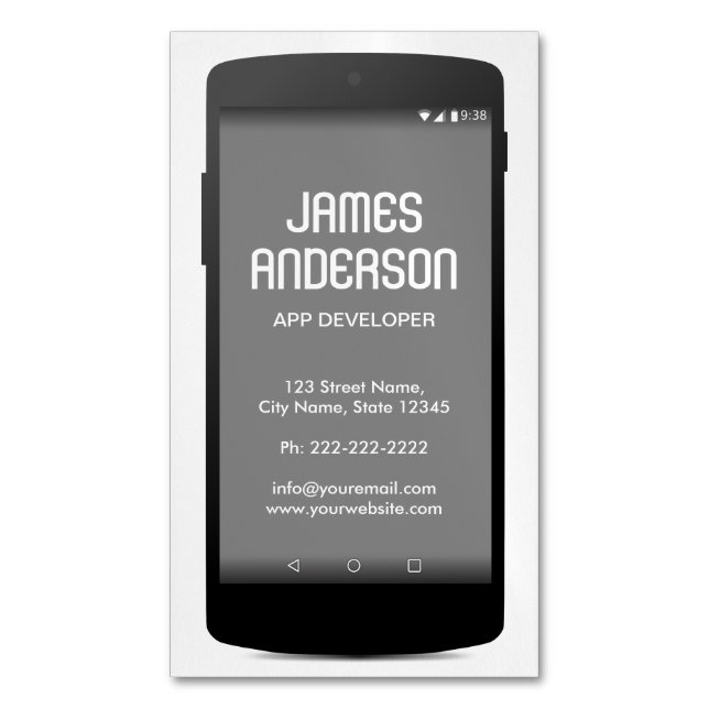 Carte De Visite Magnétique Développeur de logiciel d'application mobile Ingén (devant Vertical)