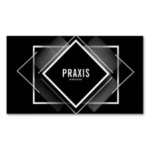 Carte De Visite Magnétique Diamant Stratifié Géométrique Moderne Noir et Blan
