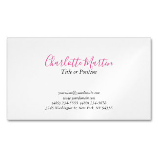 Carte De Visite Magnétique Directeur Consultant Chef Blanc Rose Professionnel